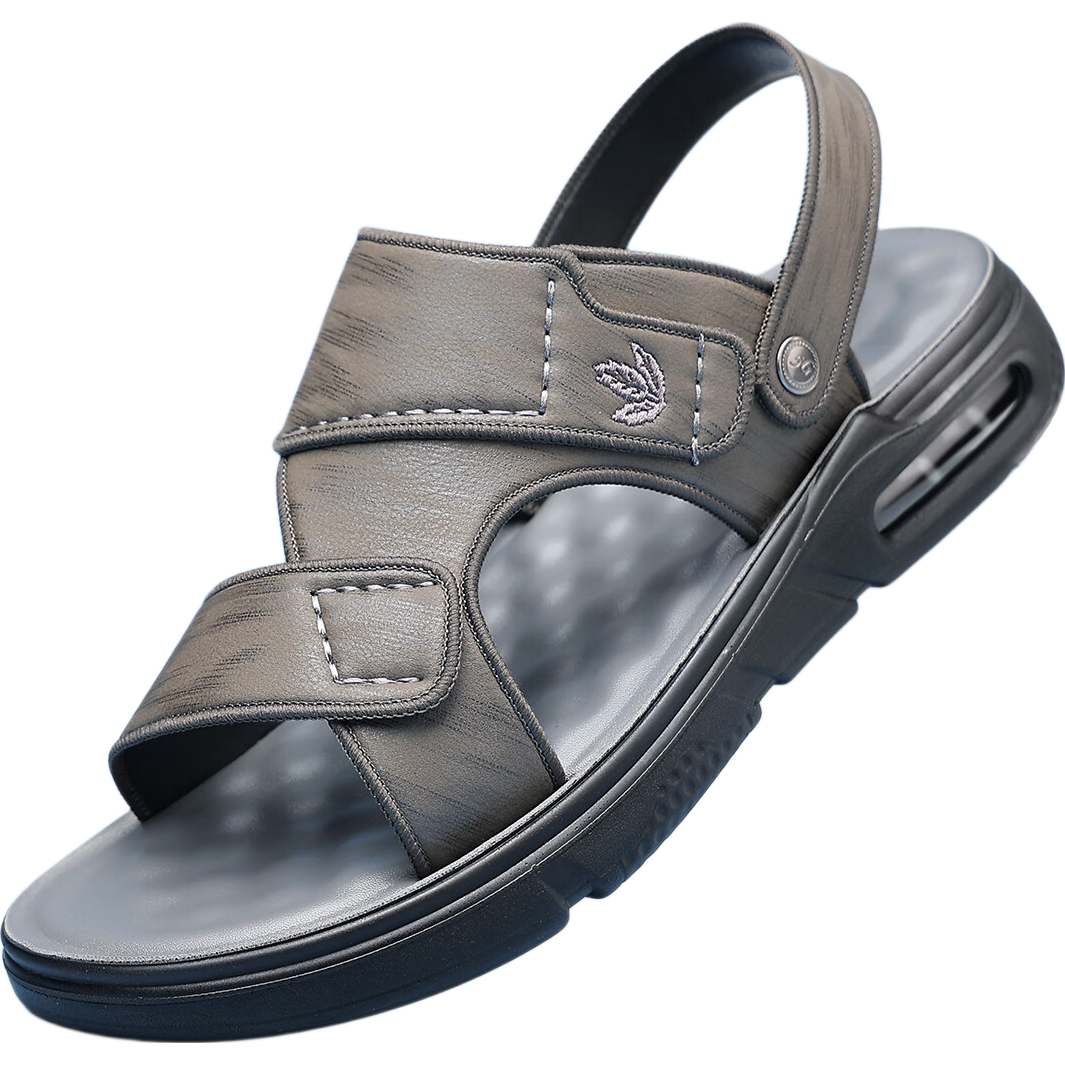 PLAYBOY Men's Outdoor Lightweight Breathable Trendy Comfortable Fashion Air Cushion Sandals Gray Brown Size 40
