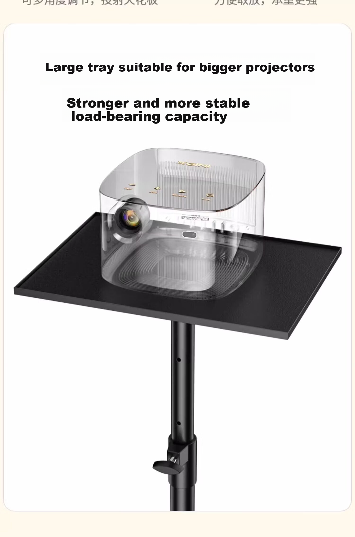 ASKE Projector Floor Stand Tripod Tray Bracket Compatible with Xiaomi, JmGO, XGIMI Wall-Mounted Projectors, No-Drill Installation for Dangbei 4