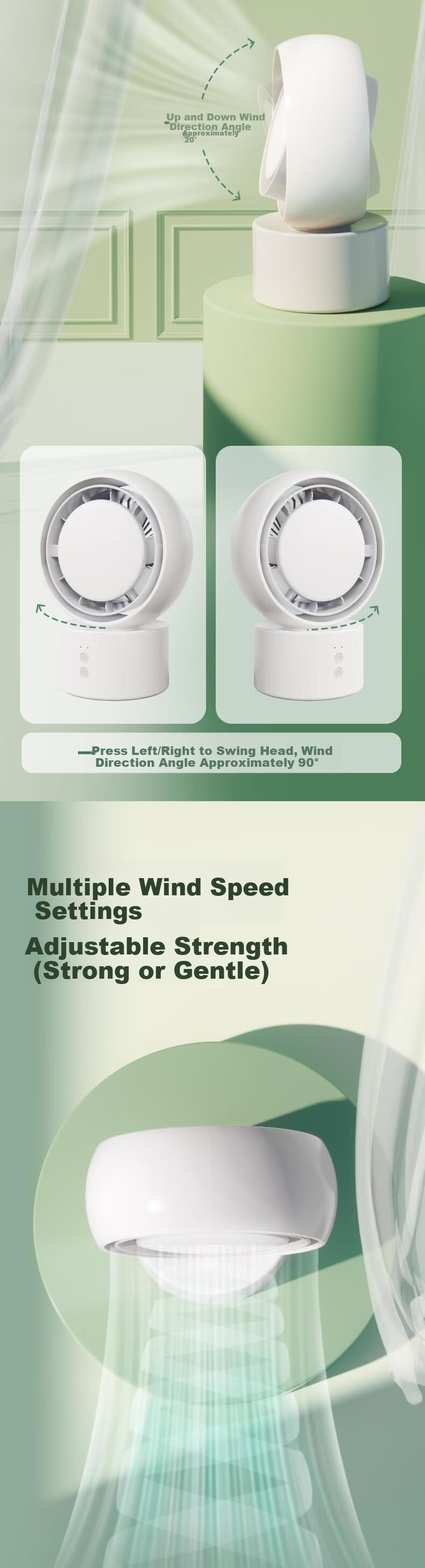 Deli USB Mini Fan Office Desktop Fan Student Dorm Bed Car Outdoor Baby Stroller Clip Small Table Fan Cooling White LK221 2