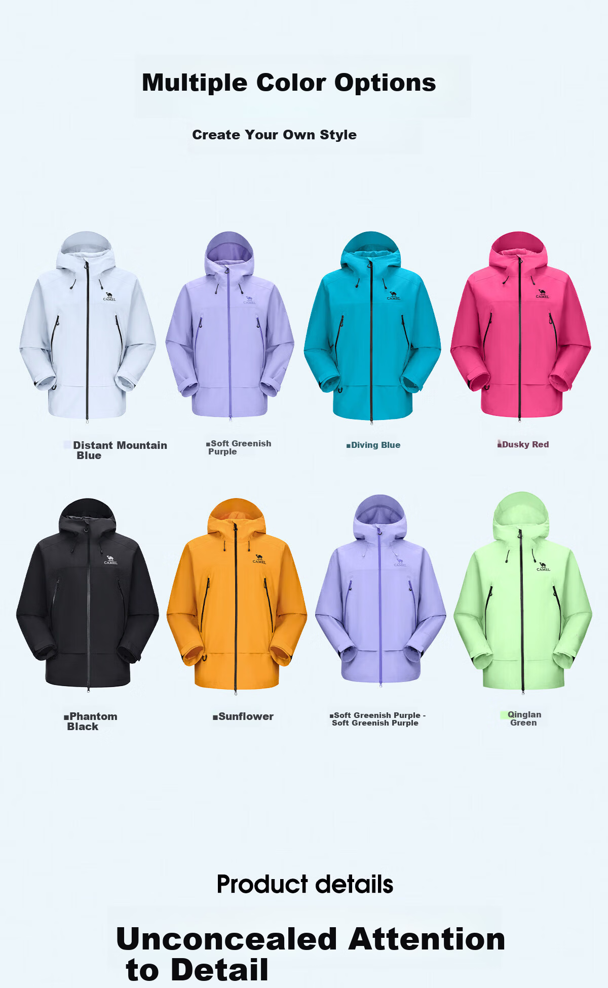 CAMEL Zhangjiajie Qixing Mountain Outdoor Challenge Edition Color Shell Waterproof Hard Shell Jacket for Men 12