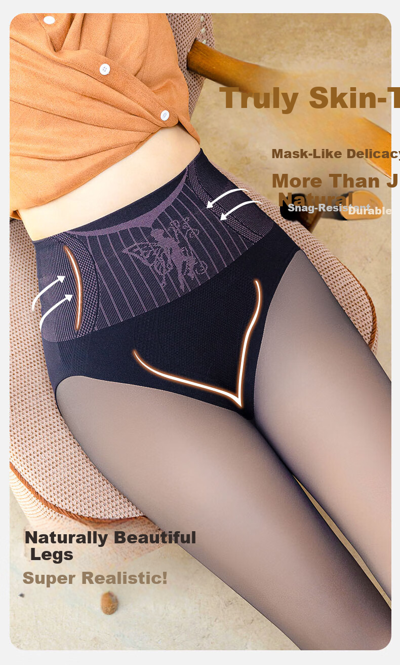 MiiOW Black Sheer Skin Optical Leg Magic Autumn Winter Anti-Snag Glossy High-Waist Tummy Control Fleece-Lined Thickened Stockings 2025 New Arrival 1