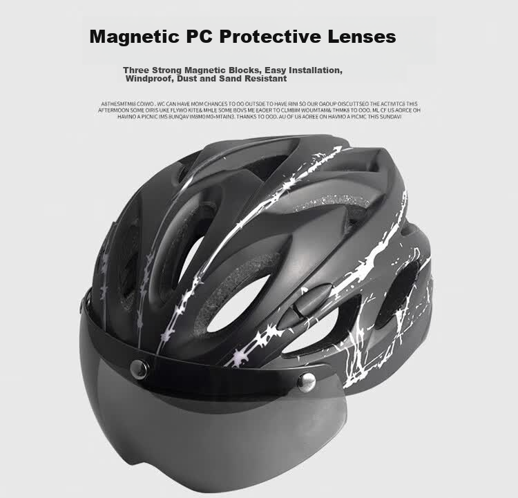 Haolebao Magnetic Visor Cycling Helmet Unisex Mountain Road Bike Helmet Integrated Mold Black Blue 2