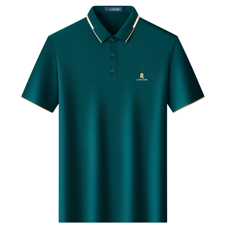 MONTAGUT Men's Short Sleeve Polo Shirt Summer Long-Staple Cotton Breathable Simple Casual Square Collar Business T-Shirt Dark Green M/48
