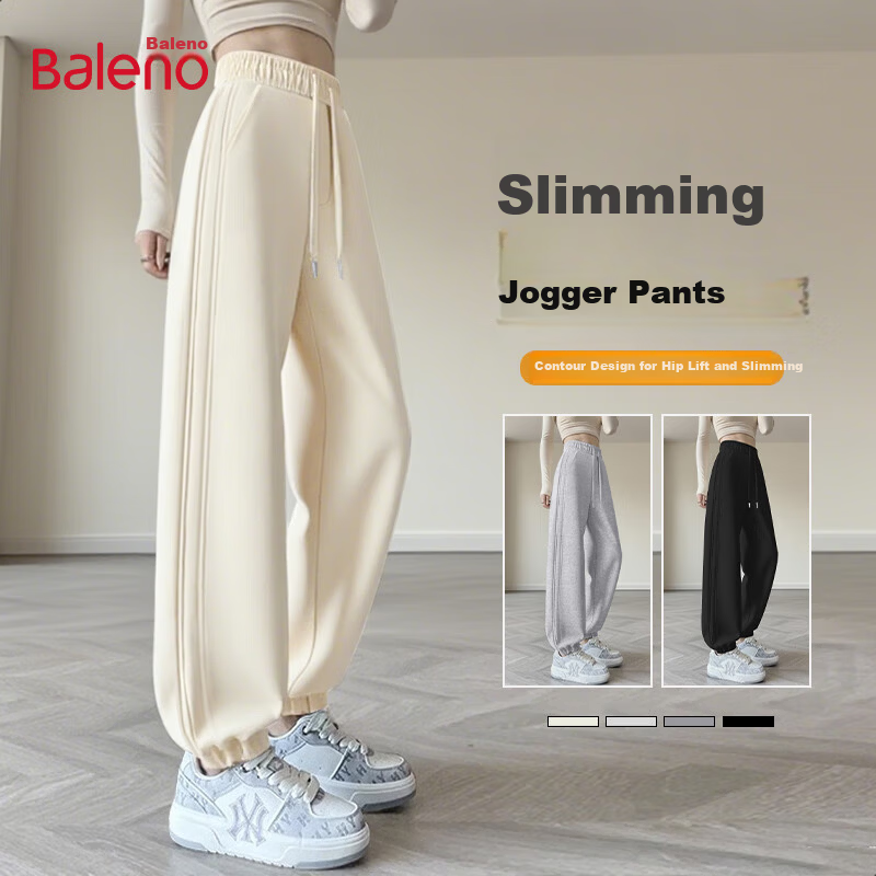 Baleno Women's Casual Jogger Pants Spring Autumn New High Waist Thin Loose Slim Wide Leg Sports Trousers