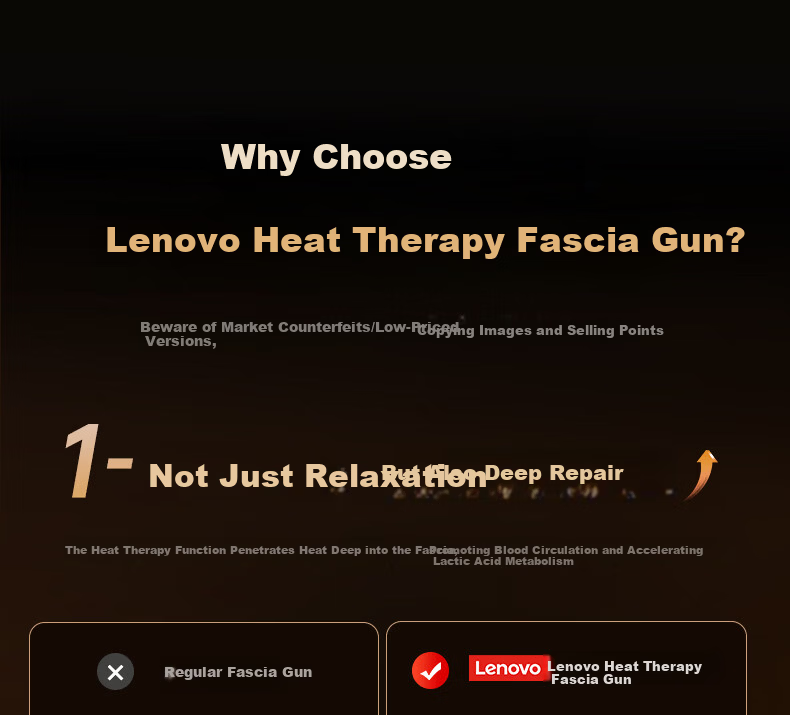 Lenovo Professional Fascia Gun Massage Device with Heat Therapy for Shoulder, Neck, Waist, and Back - Deep Muscle Relaxation Portable Massager for Men and Women, Birthday and Parent's Day Gift 3