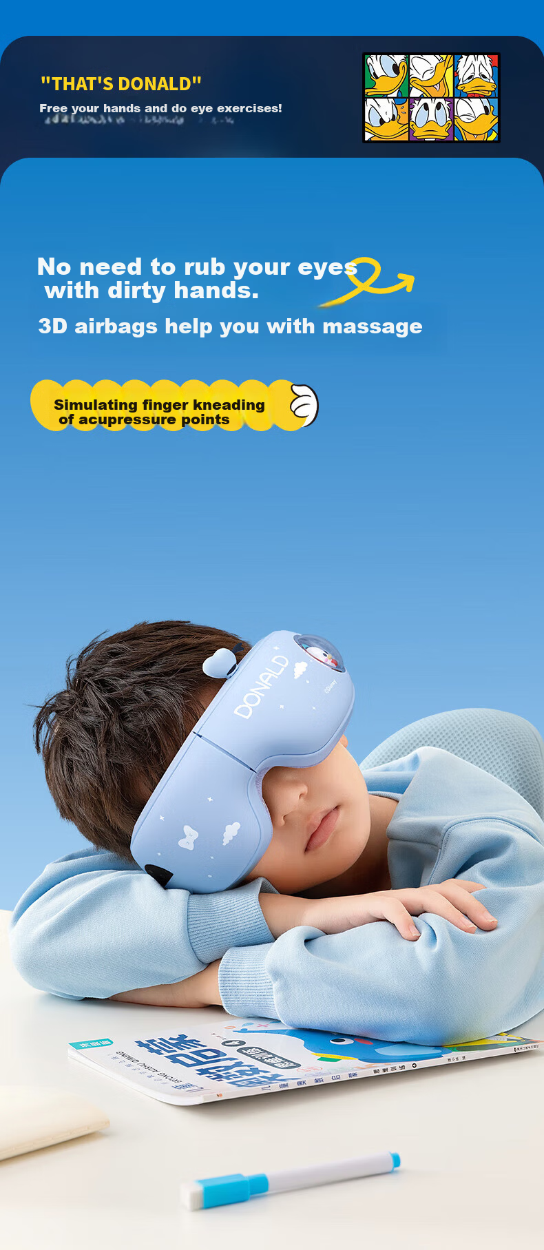 Disney Donald Duck Eye Massager Boys Birthday Gift for Children 10+ Practical Eye Massager for 12-15 Year Olds Elementary and Middle School Boys Children's Day Gift 10