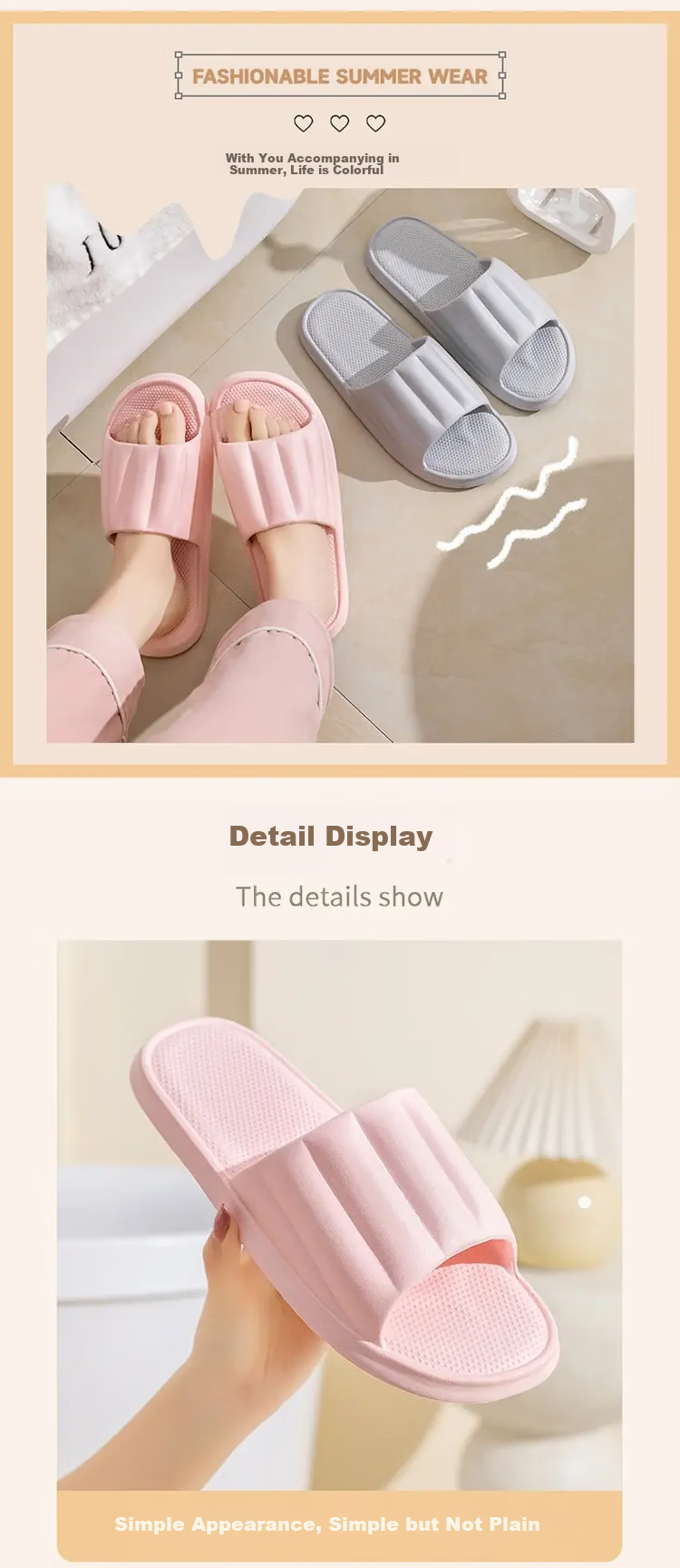 Qiumuxi Bathroom Slippers Unisex EVA Home Couple Non-Slip Shower Lightweight Comfortable Sandals Green Size 38-39 5