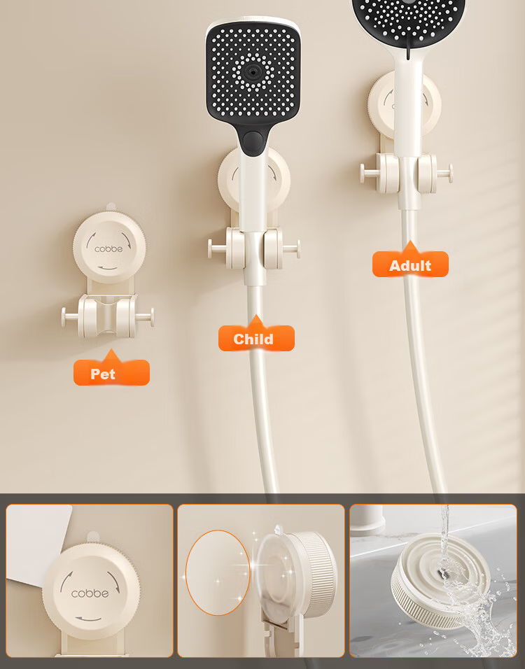 Kabe Suction Cup Shower Head Bracket Movable No-Drill Holder Child Shower Head Bathroom Fixing Tool 9