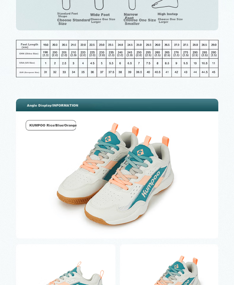 KUMPOO 26th Anniversary New Badminton Shoes Unisex Durable Non-Slip Shock Absorption KH-E316 White/Green/Blue Size 41 12