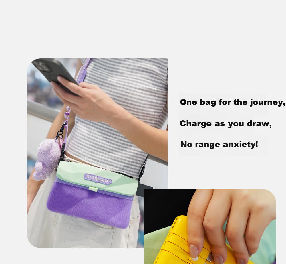 M Square Phone Bag Unisex Crossbody Bag Power Bank and Data Cable Organizer Lightweight Commuter Travel Shoulder Bag Taro Purple 2