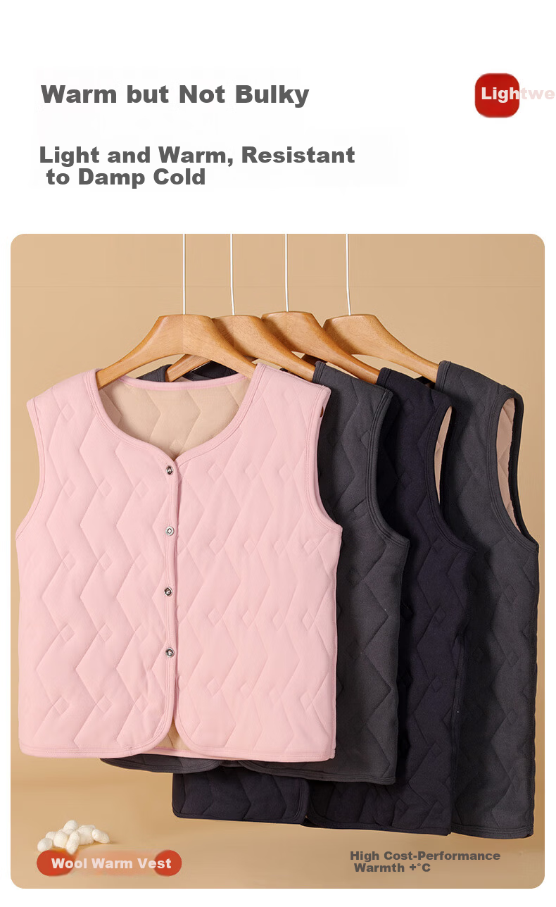 LangSha Men's Thermal Vest Fleece Lined Thickened Autumn Winter Wool Blend Middle-aged and Elderly Cardigan Vest Dad Warm Sleeveless Jacket 8