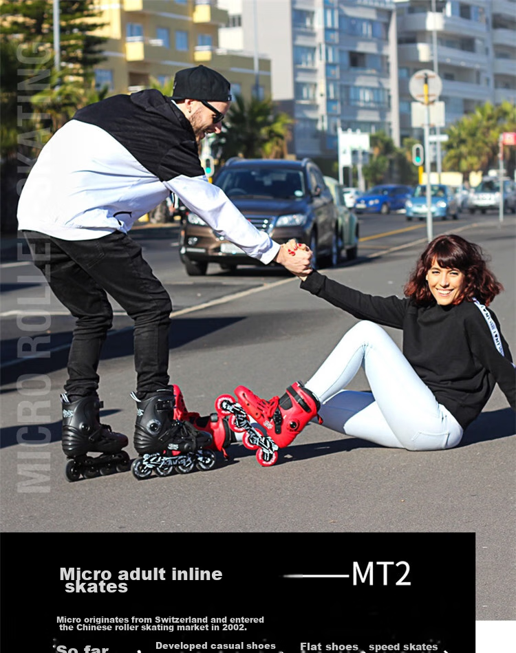 Micro Maiguo Roller Skates, Inline Skates for Adults, Roller Skates, Single Row Beginner's Flat Wheels, for Men And Women, MT Black, Size 40 3