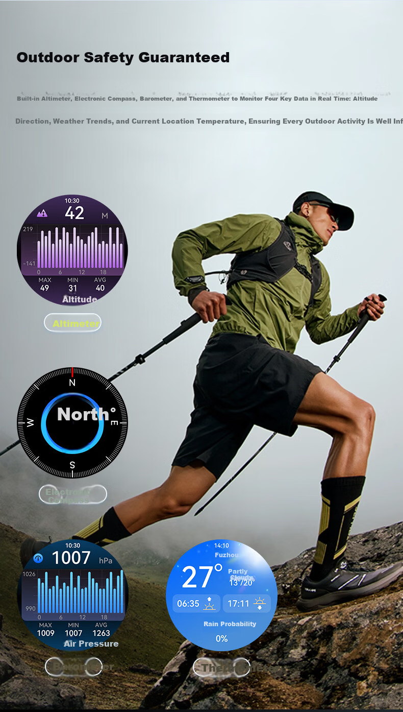 EZON Smartwatch GT8 Gray - Beidou GPS Outdoor Running, Video, Music, Payment, Heart Rate Monitor, Gift Bulk Purchase 10