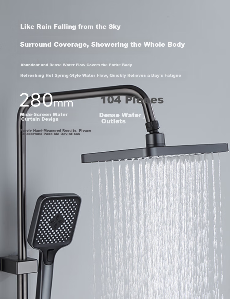Platinum Pomelo Shower Set with Digital Display Ambient Light, Pressurized Showerhead Full Home Shower System, Piano Key Four-Function 8008 12