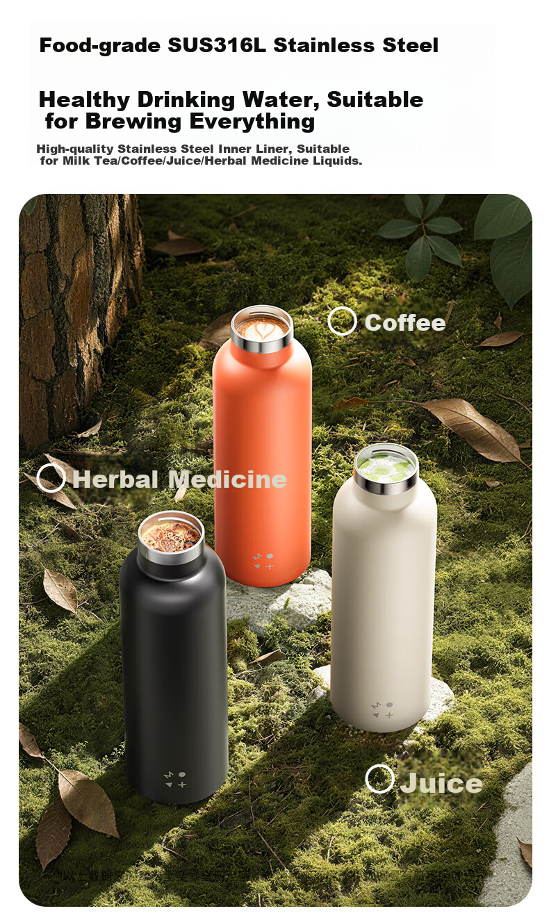 MOMAX Wireless Magnetic Music Thermos Speaker Cup - Waterproof Portable Bluetooth Speaker Water Bottle for Indoor Outdoor Sports, Creative Gift for Couples and Friends 10