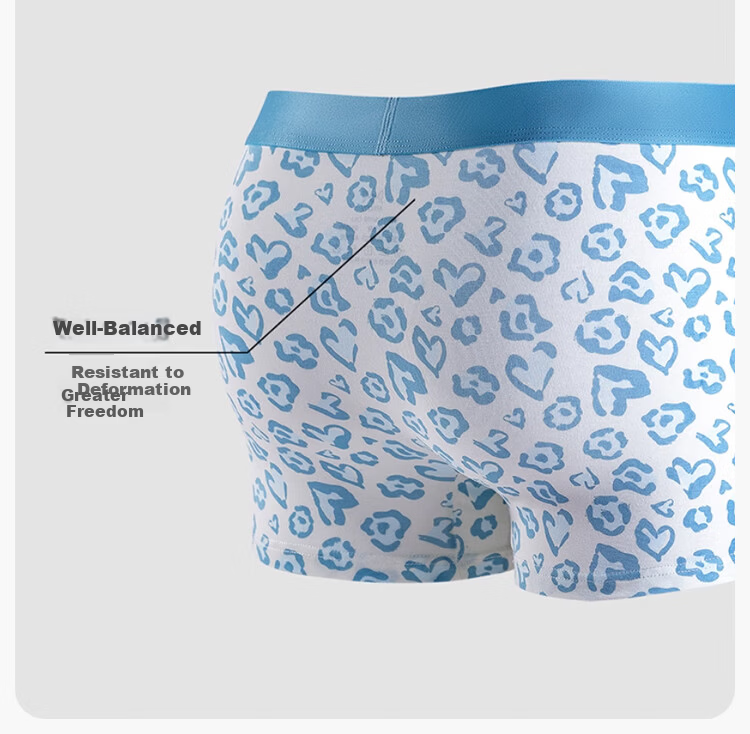 MiiOW Men's Cotton Boxer Briefs Leopard Print Trendy Mid-Rise Large Size Mixed Colors 3-Pack 12