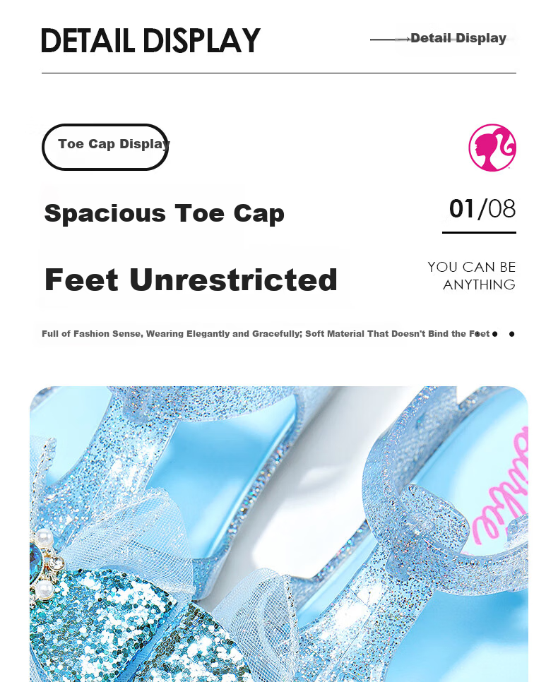 Barbie Kids Girls Summer Closed-Toe Sandals Children's Jelly Shoes Outdoor DA6816 Blue Size 28 4