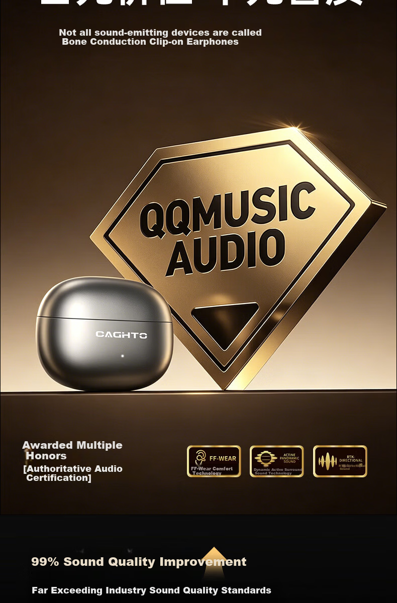 Chengao Open-ear Clip Bluetooth Bone Conduction AI Call Noise-Cancelling Wireless Non-in-ear Sports Running Ear-hook Sweatproof Gaming Phone Universal E15 White 3
