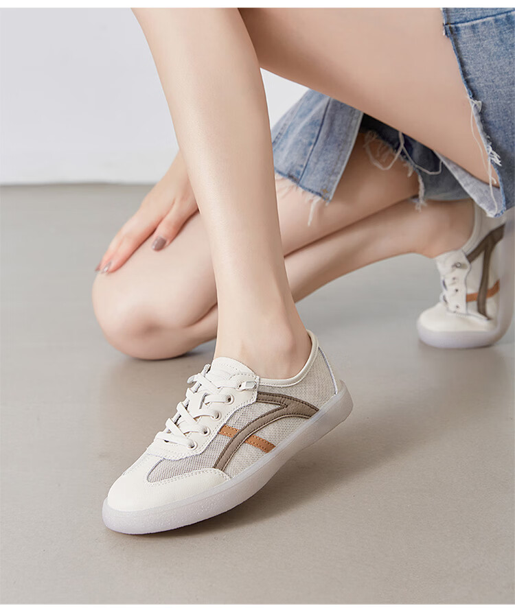 ZHR Women's Shoes, Summer New Style Mesh Breathable White Sneakers, Genuine Leather Training Sports Shoes for Women, A67E White Blue Size 37 20