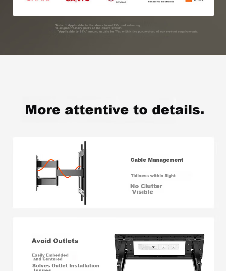Junao Embedded Dual-Arm Telescopic TV Wall Mount Bracket, Extendable and Rotatable, Compatible with 75-110 Inch TVs, Universal for Xiaomi, Hisense, Skyworth, TCL 25