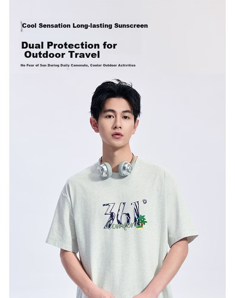 361° Couple's Short Sleeve T-Shirt Spring Summer New Pure Cotton Outdoor Sports Top 632520183F Off-White 2XL 6