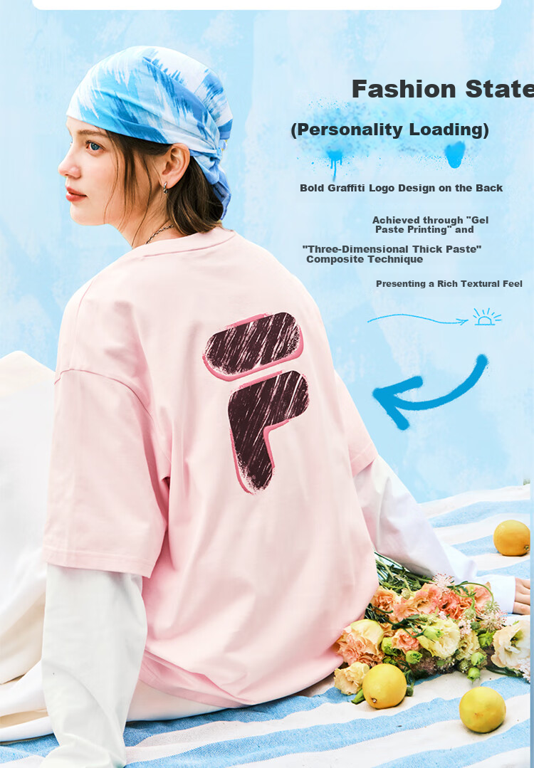 FILA FUSION Fashion Brand Zhang Hao Couple Knit Short Sleeve Shirt 2026 Spring Casual Loose Pure Cotton T-Shirt 12