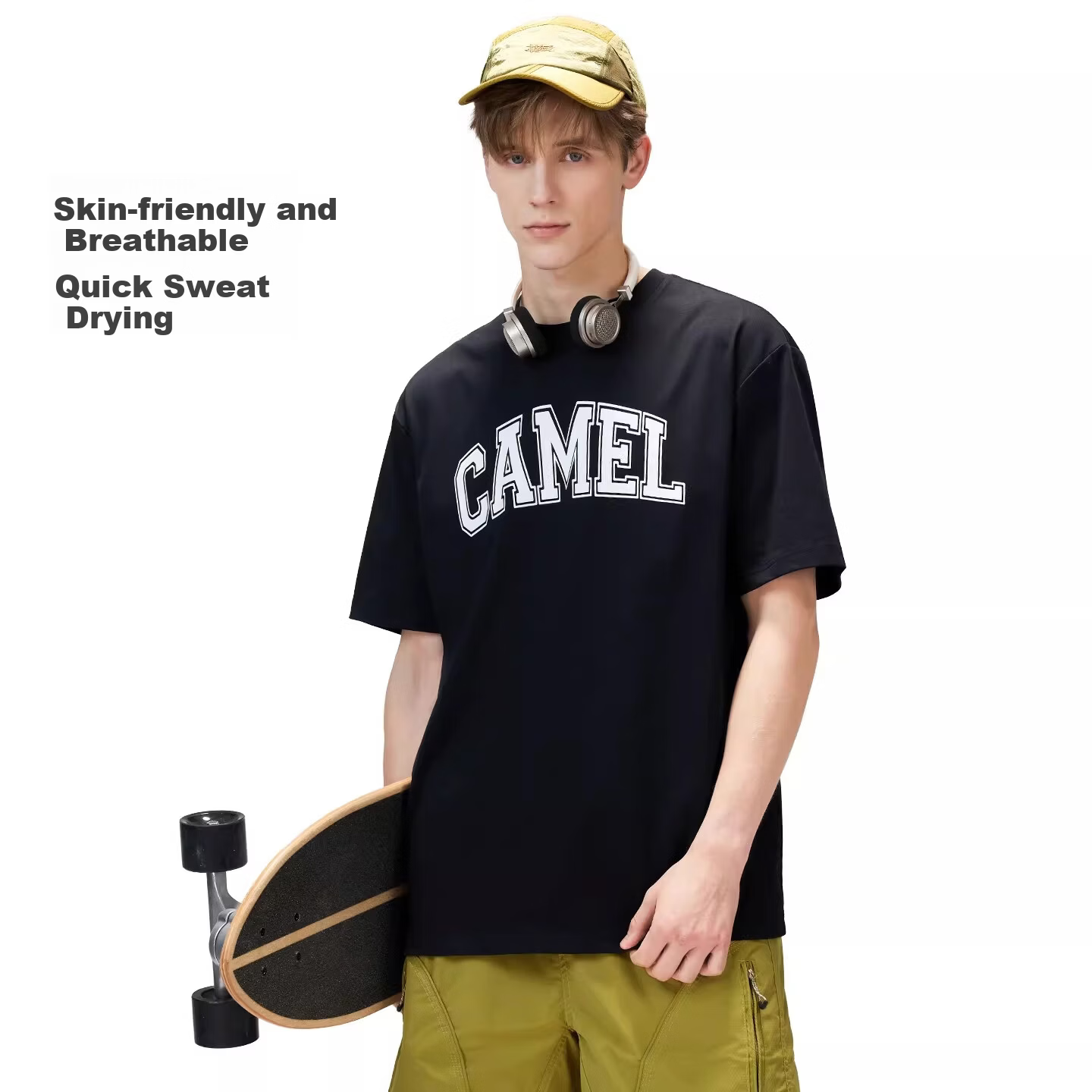 CAMEL Outdoor Quick-Dry T-Shirt Unisex Spring Summer 2026 Breathable Moisture-Wicking Stretch Cotton Hiking Mountaineering Sports Top 9098