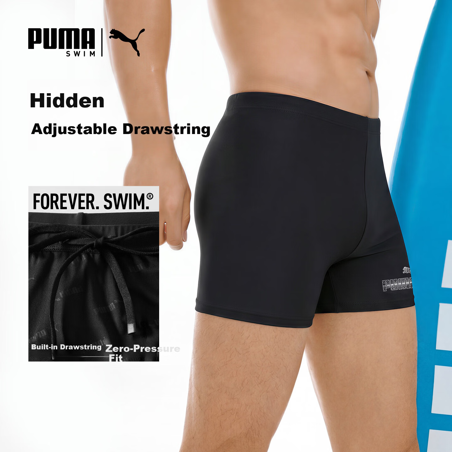 PUMA Men's Swim Trunks, Goggles, And Swim Cap Three-Piece Set Anti-Embarrassment High-Definition Anti-Fog Highly Elastic Swim Shorts Non-Water Swimming Equipment 1