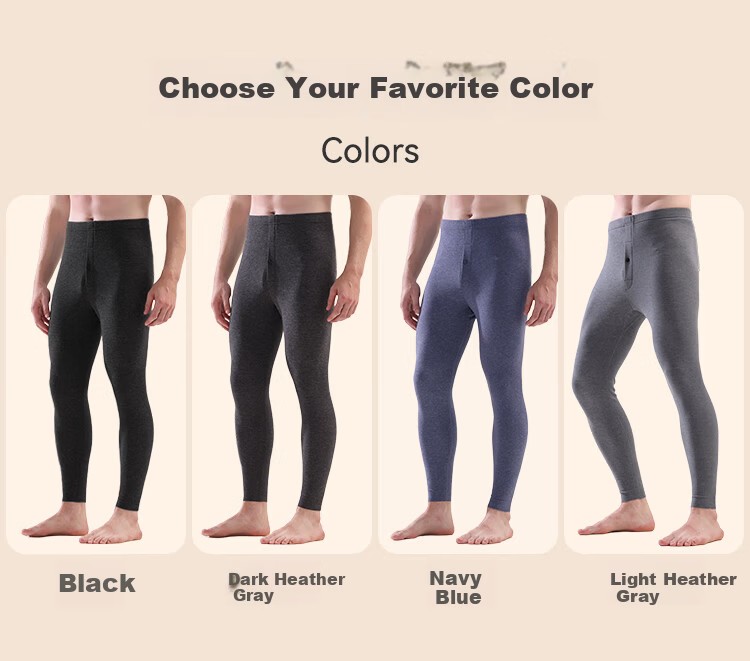 MiiOW [Wool Silk] Men's Autumn Long Johns, Thermal Underwear for Men, Fleece-Lined Thick Antibacterial Warm Base Layer Pants, Lining Pants 13