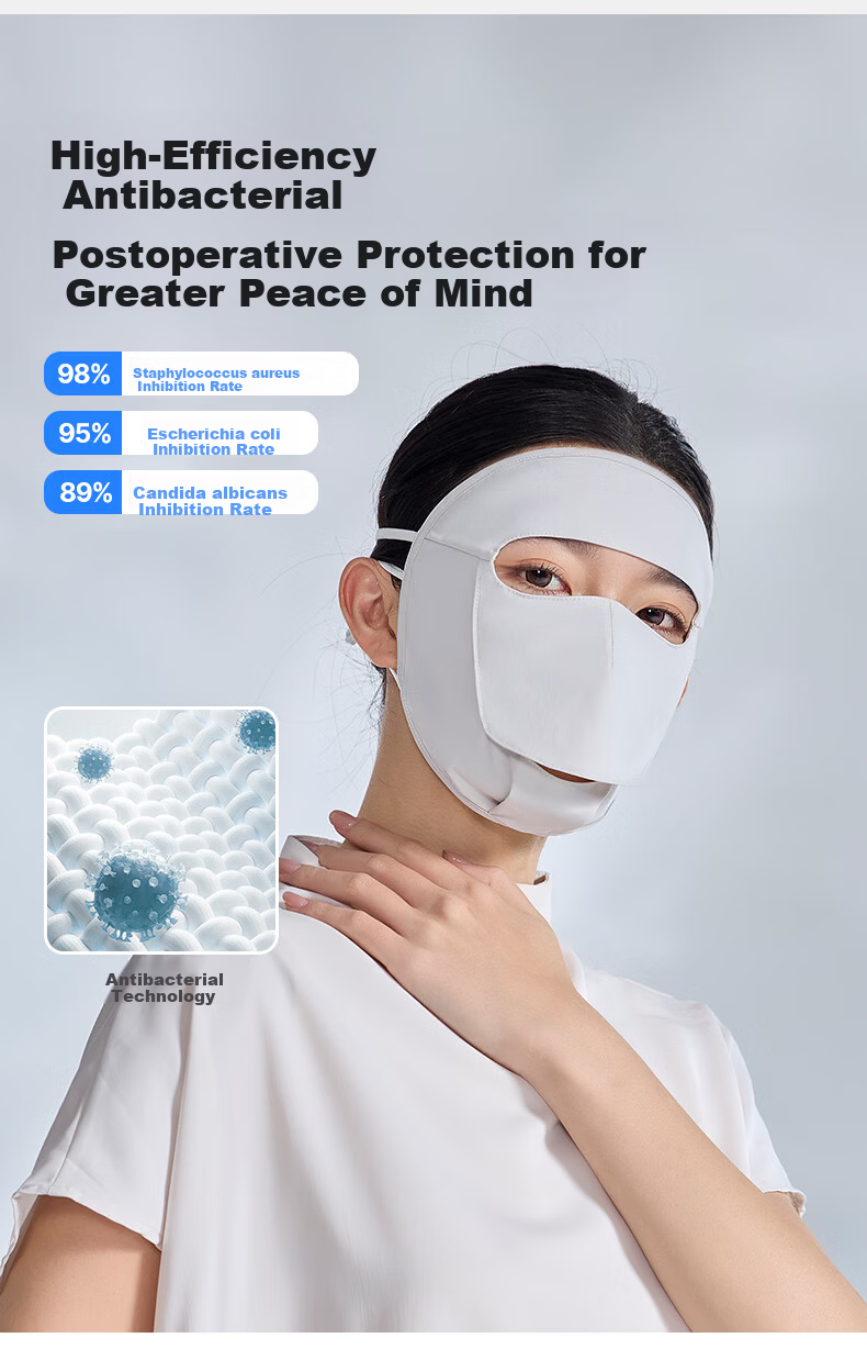 UV100 Taiwan Medical Post-Surgery Sunscreen Face Shield for Women UV Protection Face Bikini with Open Mouth Mask 26534 Dark Night Black 19