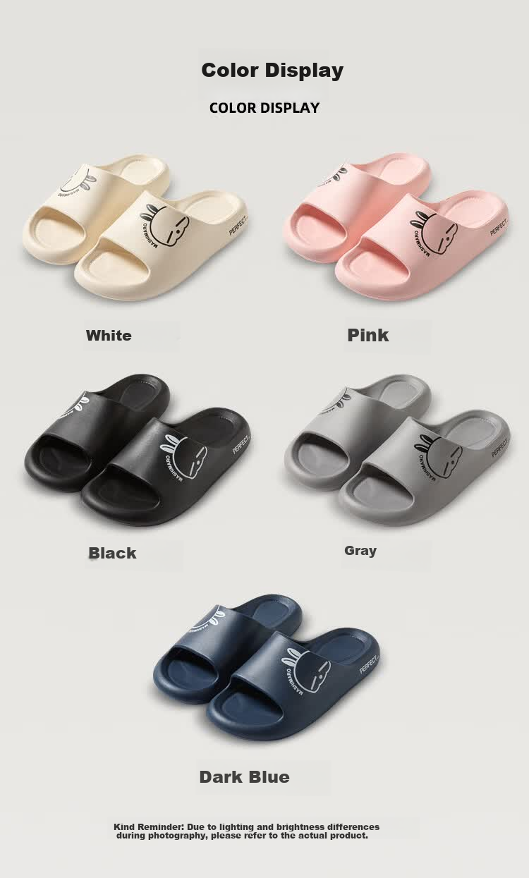 MashiMaro Women's Cartoon Cute Home Indoor Bathroom Thick Sole Non-Slip Slippers 1