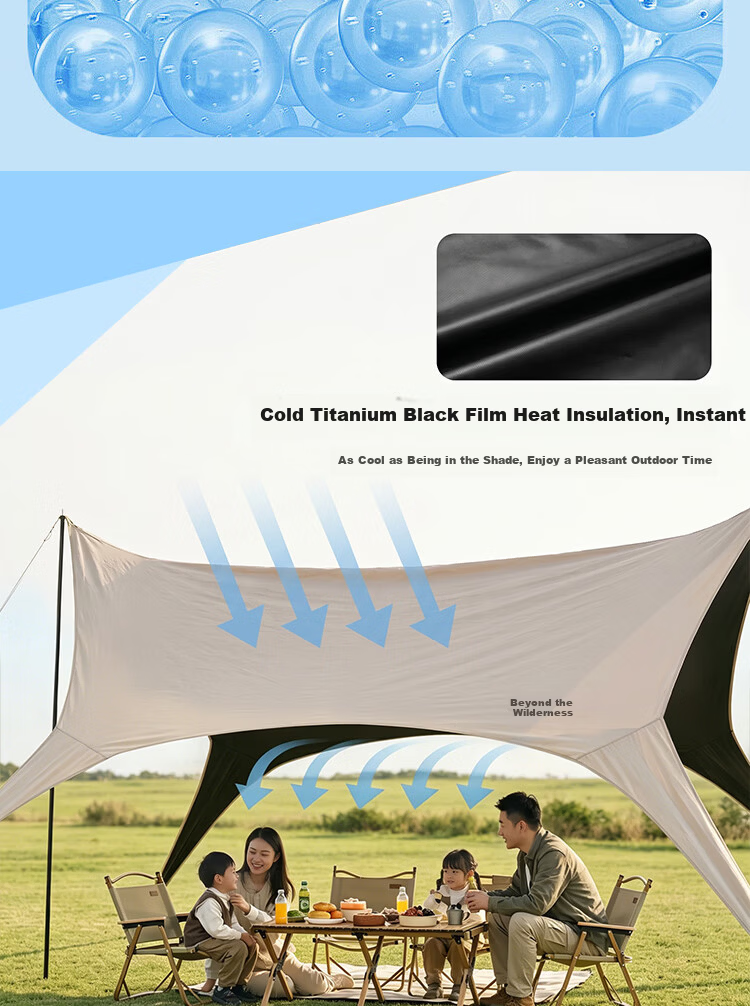 Buzhihuangye Camping Tent Canopy, Outdoor Camping Rain Shelter, Eaves, Rain Protection, Sun Protection, Portable Sunshade 4