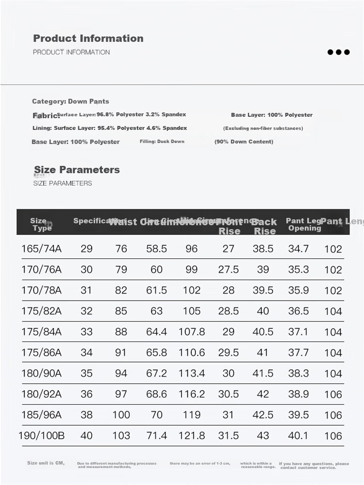 Pierre Cardin Men's Down Pants Autumn Winter New Thickened Fleece White Duck Down Casual Versatile Suit Trousers Black 33 2