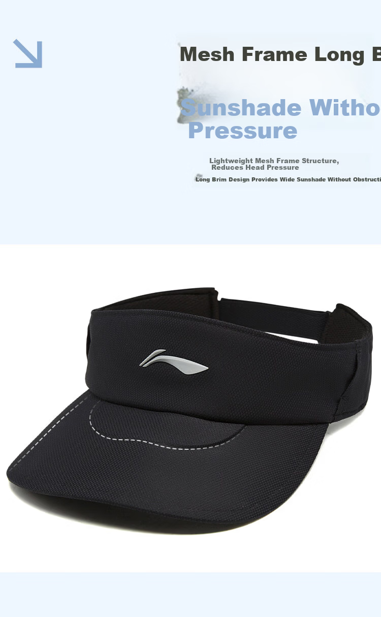 Li-Ning 2026 Unisex Running Series Reflective Moisture-Wicking Visor Cap Black One Size 4
