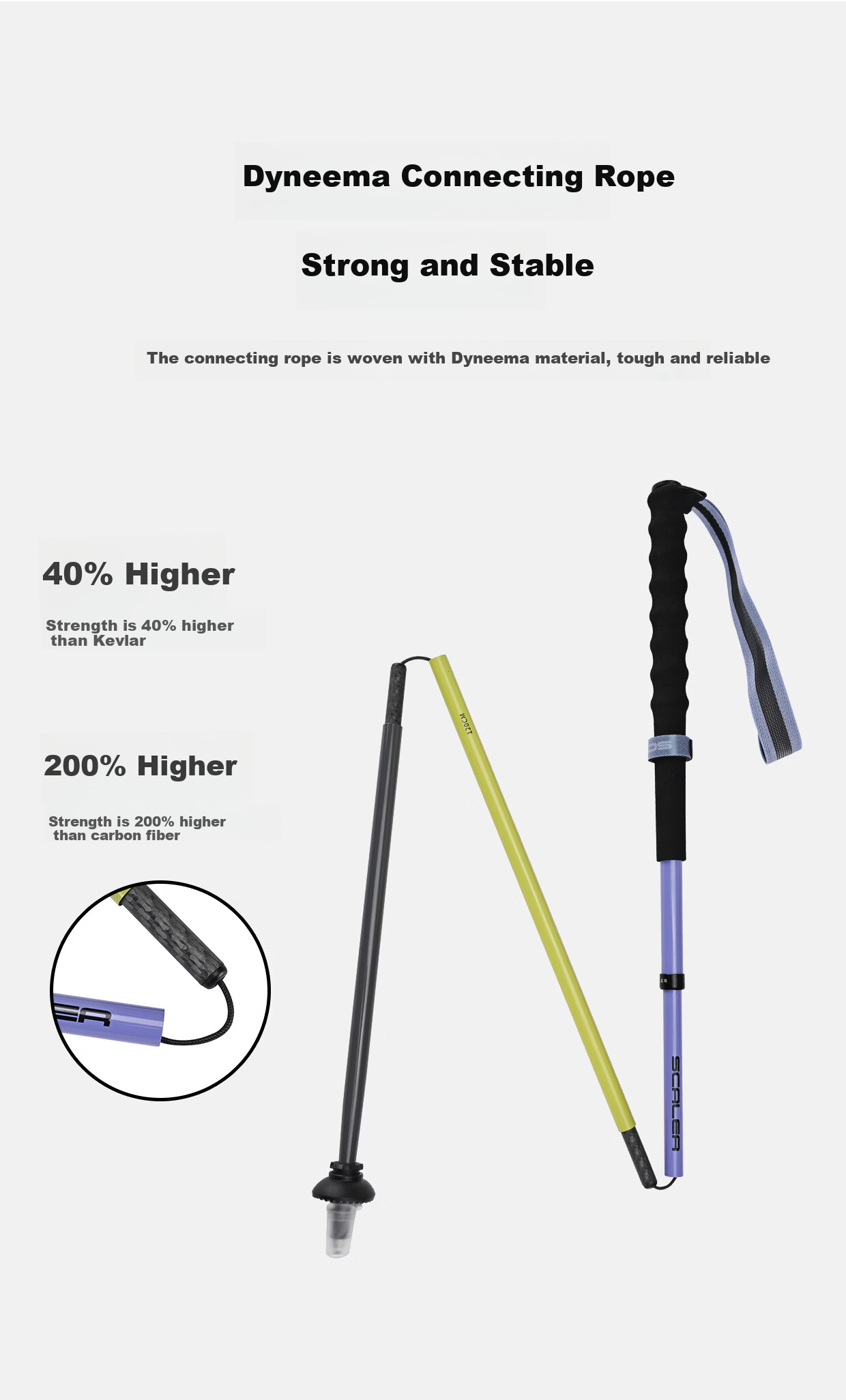 SCALER 【Hiking LOCK】 Lightweight Carbon Fiber Outdoor Trekking Pole Professional Trail Running Hiking Folding Walking Stick Cane 5