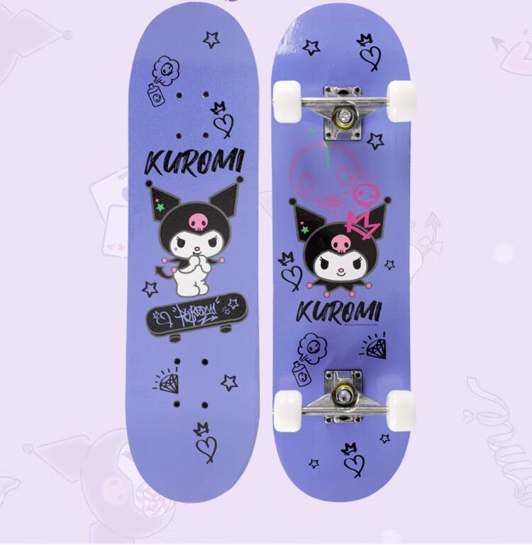 Mesuca & Kuromi Collaboration Double Kick Skateboard for Kids and Teens Street Cruiser 2