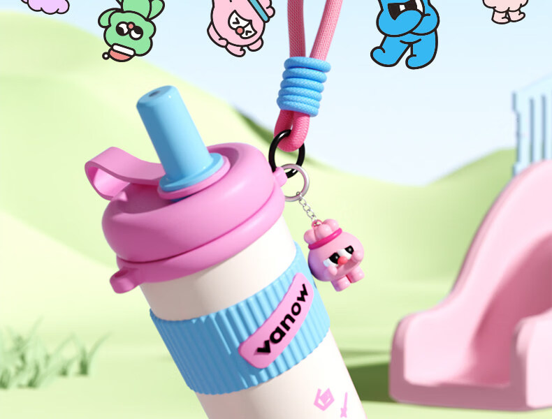 Vanow Kids Straw Insulated Water Bottle 2026 New High-Value Student Large Capacity Portable Cute Tumbler 19