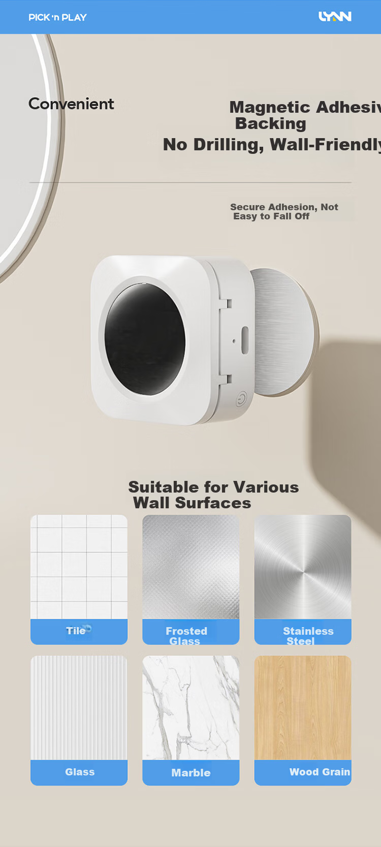 LYNN Toothbrush Holder Portable Sterilizer Bathroom Electric Toothbrush Rack Sterilization Drying Home No-Drill Wall-Mounted 11