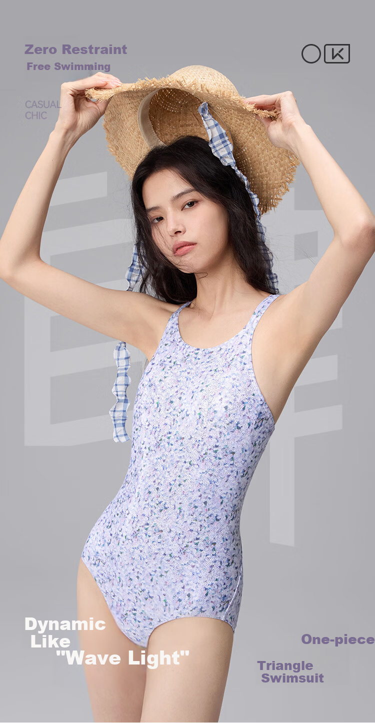 Keep Women's One-Piece Triangle Slim Fit Fashionable Hot Spring Swimming Suit 681 Moonlight White L 1