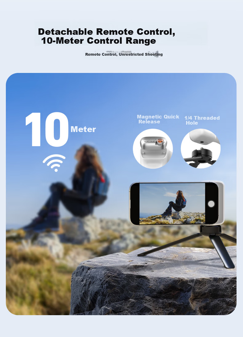 TELESIN Mobile Photography Handle Master Imaging Handle Magnetic Phone Stabilizer Handheld Camera Grip Compatible with Apple Huawei Xiaomi Bluetooth Infinite Zoom Anti-Shake Assistant 13