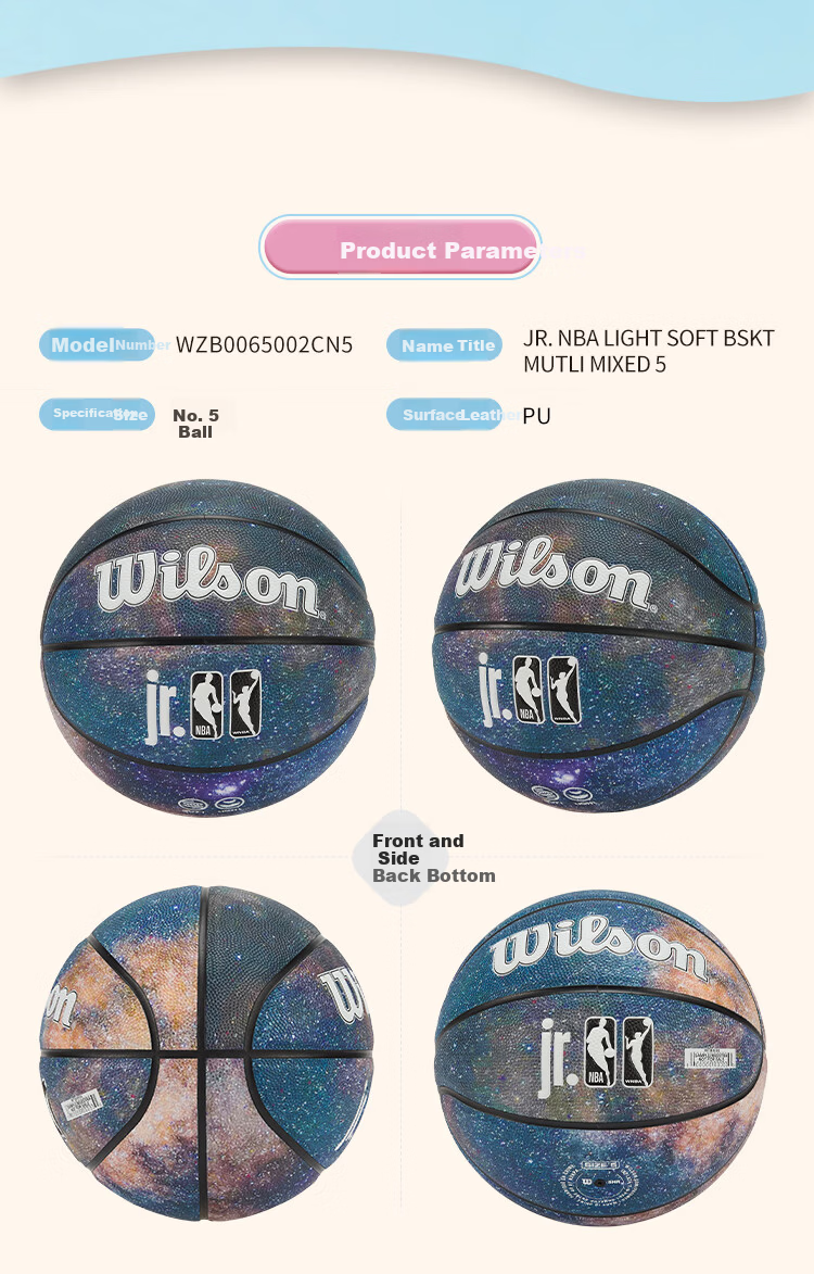 Wilson Jr. NBA Starry Sky Color Indoor/Outdoor Youth Basketball Size 5 for Kids Ages 6-12 10