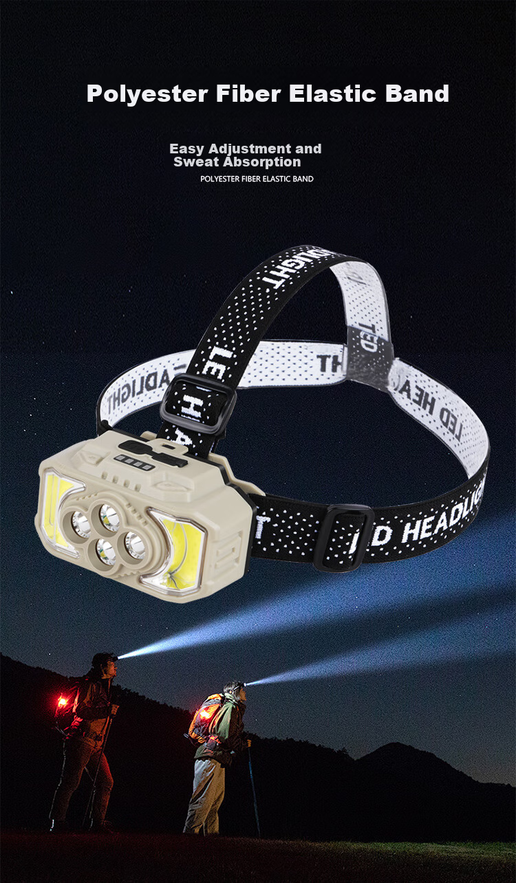 MOTIE Headlamp Hand Wave Sensor High Brightness Long Range Long Battery Life Waterproof Head-Mounted Night Fishing Flashlight Mining Outdoor Fishing Light 12