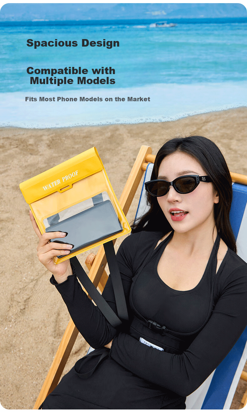Ousen Large Capacity Waterproof Phone Bag Touchscreen Swimming Diving Rafting Hot Spring Beach Photography Women's Crossbody Waterproof Case 5