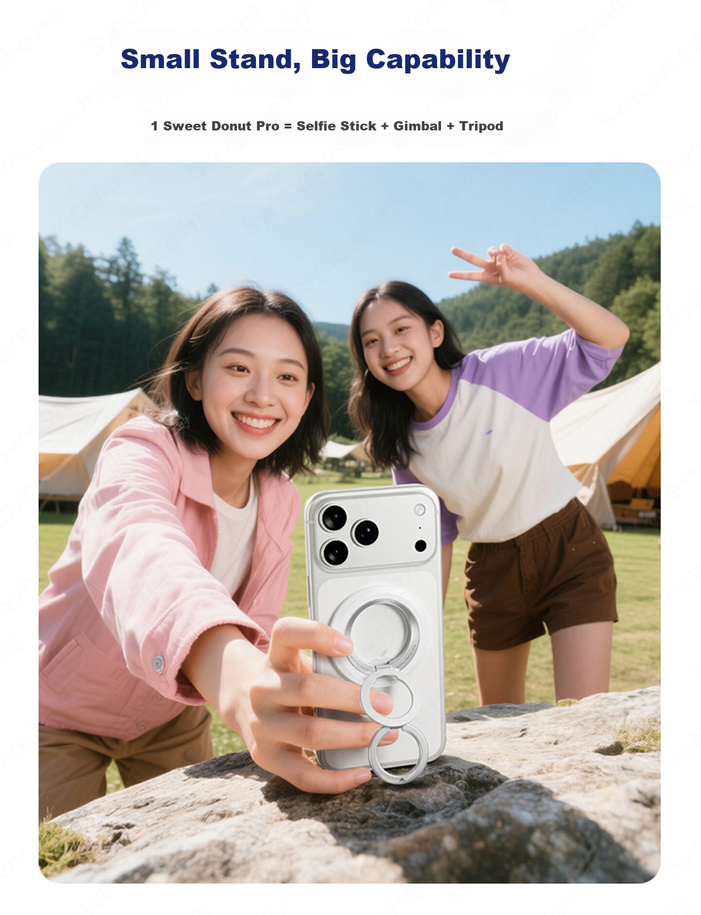 Dimensional Dual-Ring Phone Holder Pro Magnetic Ring Buckle Magsafe 360° Infinite Rotation Stress Relief Portable Adhesive for Apple Huawei Desktop Photography Tool 12