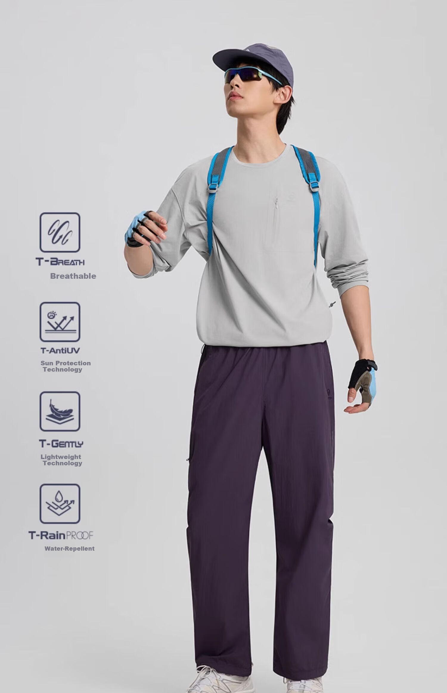 TECTOP Men's Outdoor Casual Pants Spring Summer Sun Protection Lightweight Breathable Windproof Water-Repellent Loose Fit Long Pants Cloud Ink Black M 3