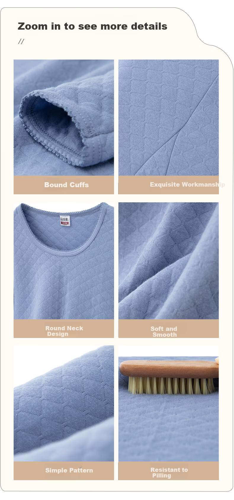 Yiershuang [7A Antibacterial And Anti-Mite Three-Layer Thickened] Autumn And Winter 100% Cotton Thermal Underwear Set for Women, Autumn Top And Pants 9