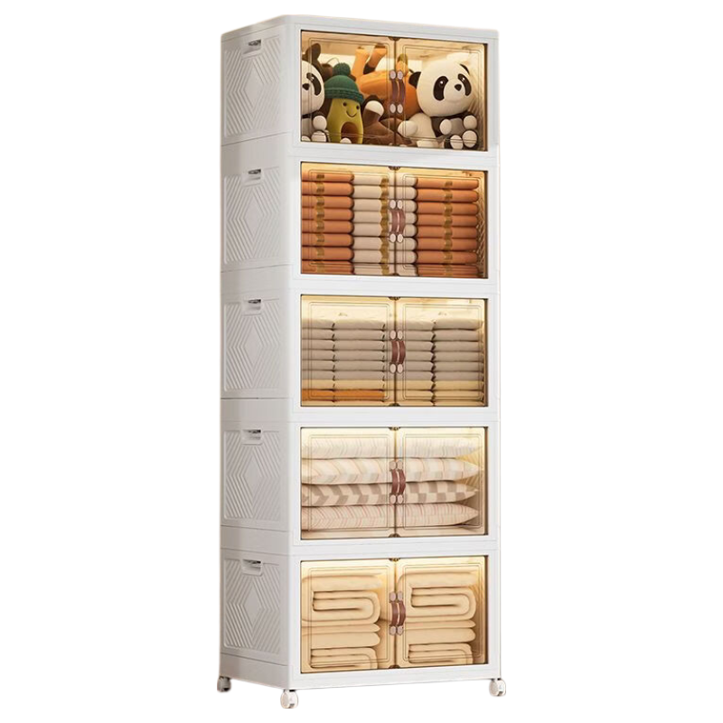 Youjia Premium No-Installation Foldable Storage Cabinet Children's Wardrobe Snack Storage Cabinet Kitchen Living Room Organizer Storage Box