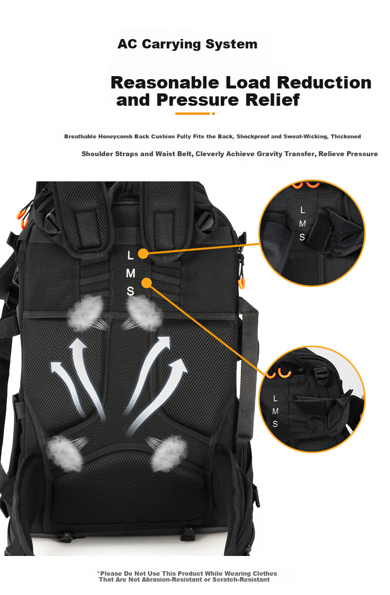 TARION Photography Backpack, Outdoor Hiking Travel Camera Bag, Multifunctional Storage Design, Roll-Up Camera Bag, Xprober Horizon, Black 7