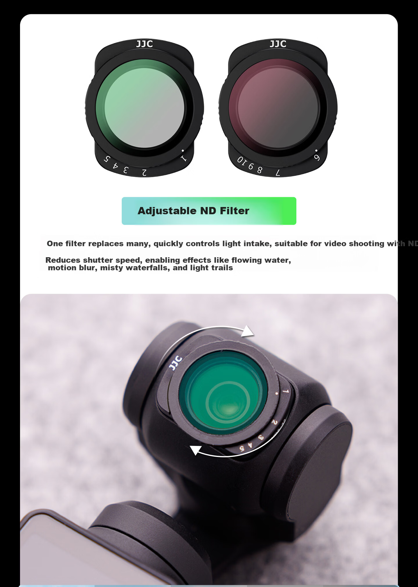 JJC Anti-Light Pollution Filter for DJI Pocket 4/3 Osmo PK4 Sports Camera Accessories 10