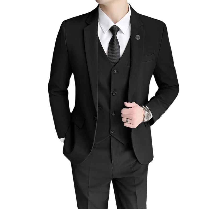ROMON Men's Autumn Winter Solid Color Suit Jacket Slim Fit Business Formal Wedding Suit